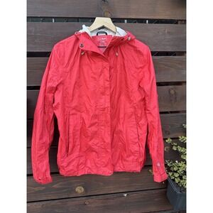 LL Bean TEK Rain Jacket Hooded Softshell Full Zip Parka Coat Women's Red *Medium